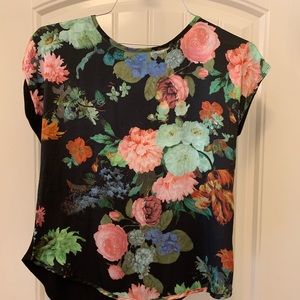 Black floral shirt